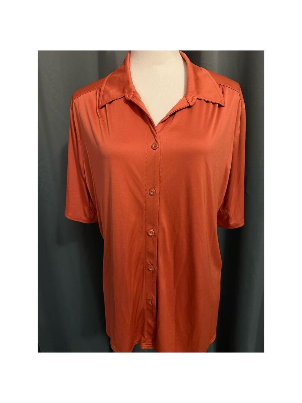 Woolrich Women's 2XL Orange Short Sleeve Button-Up Shirt Casual Summer